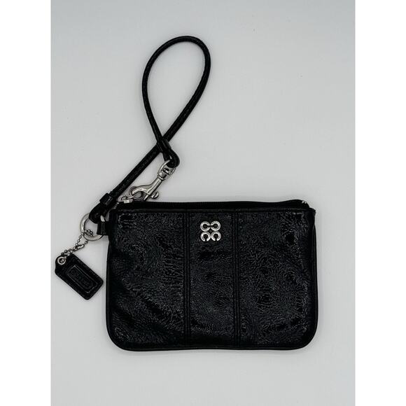 Coach Black Patent Leather Zip Small Clutch Wristlet Wallet - Picture 3 of 5